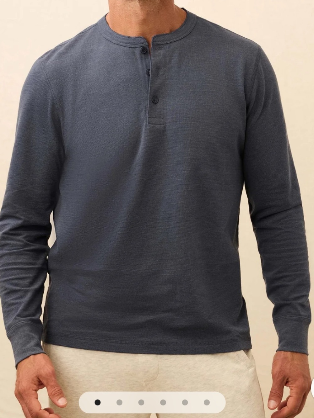 FAHERTY Men's Long-Sleeve Henley Shirt - Blue Nights size XS